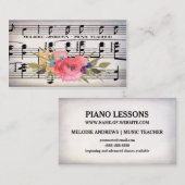 かわいらしフローラピアノ先生ヴィンテージシート 名刺 (正面/裏面)