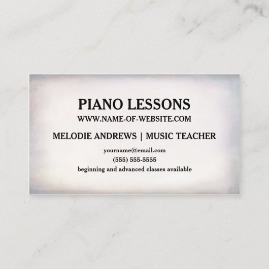 かわいらしフローラピアノ先生ヴィンテージシート 名刺 (裏面)