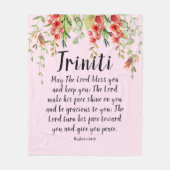 かわいらしフローラピカスタムンクベビー名祈りの言葉 フリースブランケット (正面)