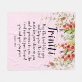 かわいらしフローラピカスタムンクベビー名祈りの言葉 フリースブランケット (正面(横))