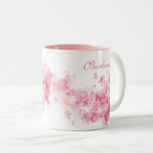かわいらしフローラピンクの水最高の色2番目のいとこ ツートーンマグカップ (正面右)