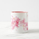 かわいらしフローラピンクの水最高の色2番目のいとこ ツートーンマグカップ (中央)