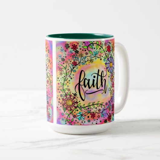 かわいらしフローラピンクインスパイア信仰 ツートーンマグカップ (正面右)