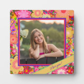 かわいらしフローラピンク写真のカスタマイズ愛のメッセージ フォトプラーク (正面)