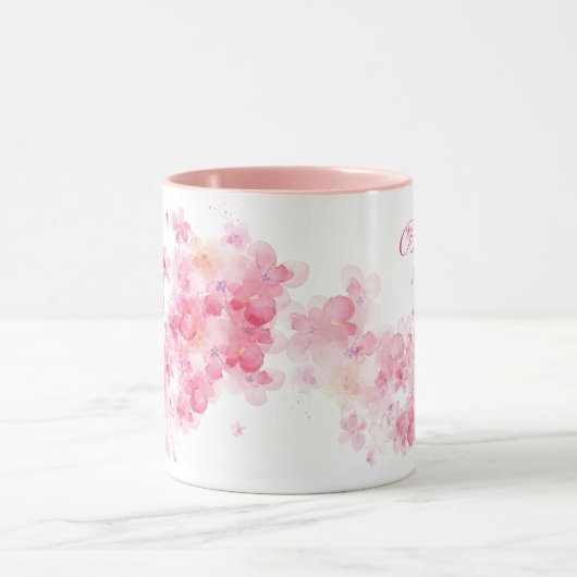 かわいらしフローラピンク水の色の最高の叔母エバ マグカップ (中央)