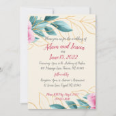 かわいらしフローラピンク金ゴールド結婚式招待状 招待状 (正面)