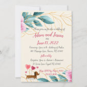 かわいらしフローラピンク金ゴールド結婚式招待状 招待状 (正面)