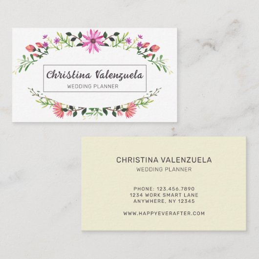 かわいらしフローラフェミニンウェディングプランナー 名刺 (正面/裏面)