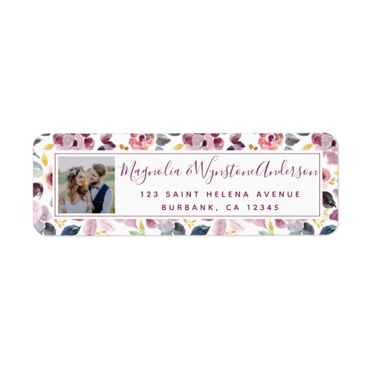 かわいらしフローラフォト差出人住所ラベル ラベル (正面)