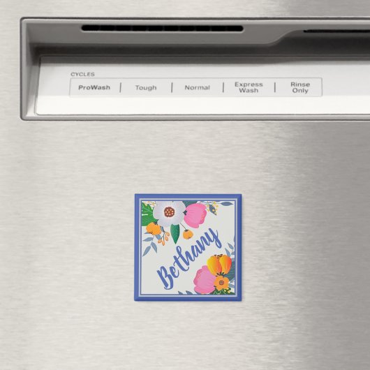 かわいらしフローラフレパーソナライズされたーム マグネット (インサイチュ (食洗機))
