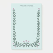 かわいらしフローラフレーム名前をカスタムするメモ帳 ポストイット (正面)