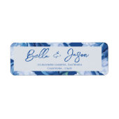 かわいらしフローラブルー結婚フラワーズ差出人住所 ラベル (正面)