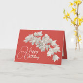 かわいらしフローラモダンオーキッドフラワーオレンジ誕生日 カード (黄色い花)