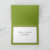 かわいらしフローラモダンデイジーフラワーグリーン誕生日 カード (内部)
