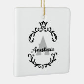 かわいらしフローラモノグラムと名前 セラミックオーナメント (右)