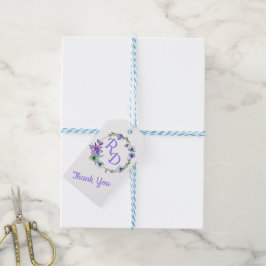 かわいらしフローラモノグラムの結婚リース ギフトタグ