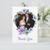 かわいらしフローラモノグラムの結婚リース サンキューカード (スタンド正面)
