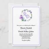かわいらしフローラモノグラムの結婚リース 招待状 (正面)