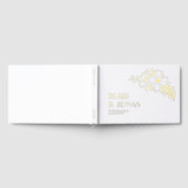 かわいらしフローララインアートホワイトゴールドフォイル結婚ズ ゲストブック (全面)