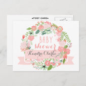 かわいらしフローラリース | ベビーシャワー招待状 インビテーションポストカード (正面/裏面)