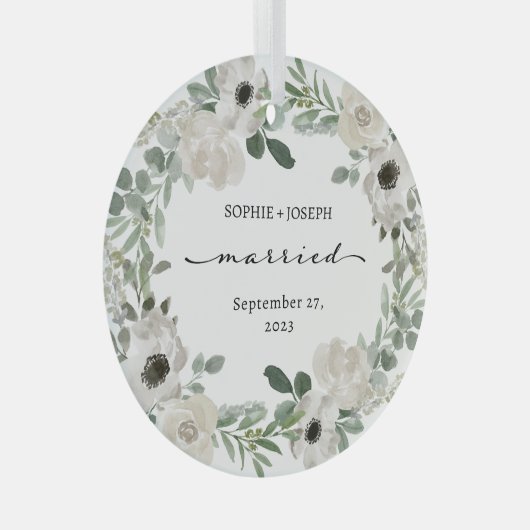 かわいらしフローラリース |結婚の形見 ガラスオーナメント (正面右)