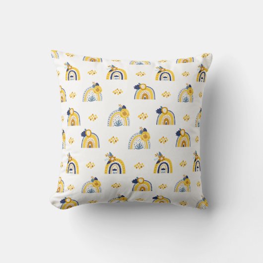 かわいらしフローラレインボー夏パターン クッション (正面)