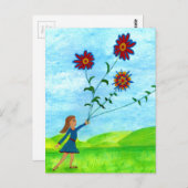 かわいらしフローラヴィンテージイラストレーション ポストカード (正面/裏面)