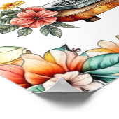 かわいらしフローラヴィンテージ裁縫機 ポスター (角)