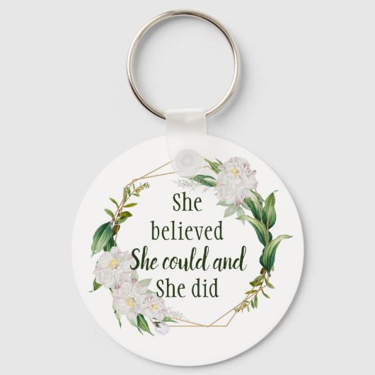 かわいらしフローラ信じ引用文 キーホルダー (正面)