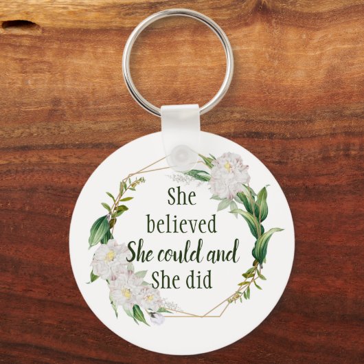 かわいらしフローラ信じ引用文 キーホルダー (正面)