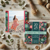 かわいらしフローラ写真ユニーク卒業のカスタマイズ 招待状