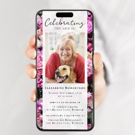 かわいらしフローラ写真葬式デジタル招待状 招待状