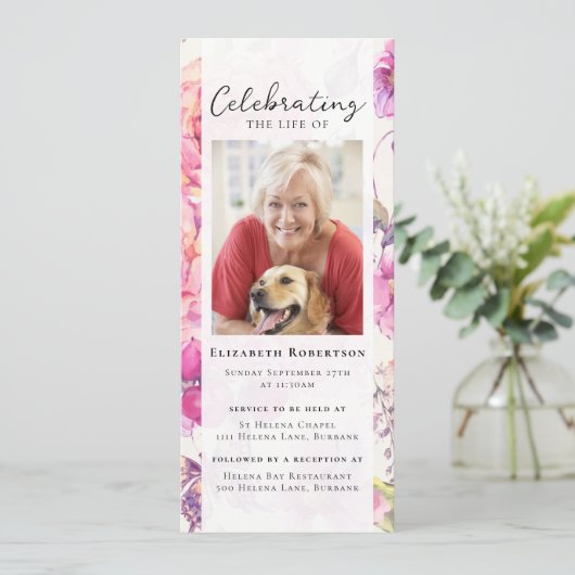 かわいらしフローラ写真葬式デジタル招待状 招待状 (スタンド正面)