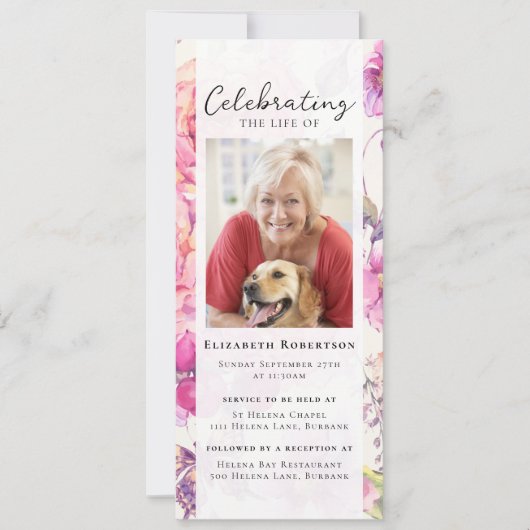 かわいらしフローラ写真葬式デジタル招待状 招待状 (正面)