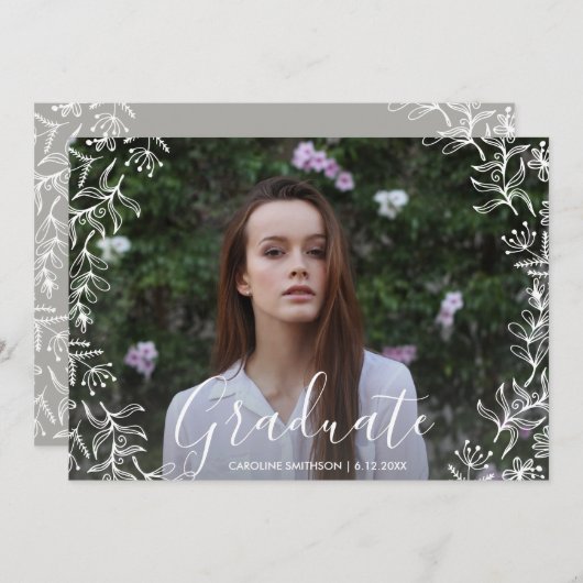 かわいらしフローラ卒業会院撮影 招待状 (正面/裏面)