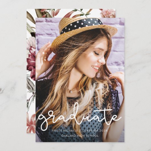 かわいらしフローラ卒業写真のお知らせ 案内状 (正面/裏面)