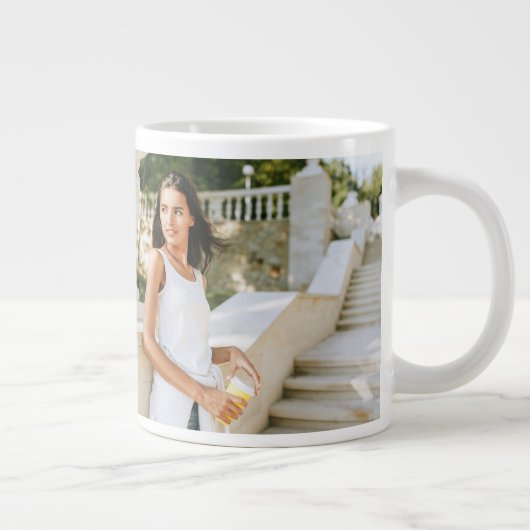 かわいらしフローラ大学院スクリプト写真黒 ジャンボコーヒーマグカップ (右)