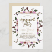 かわいらしフローラ婚約パーティの招待 招待状 (正面/裏面)