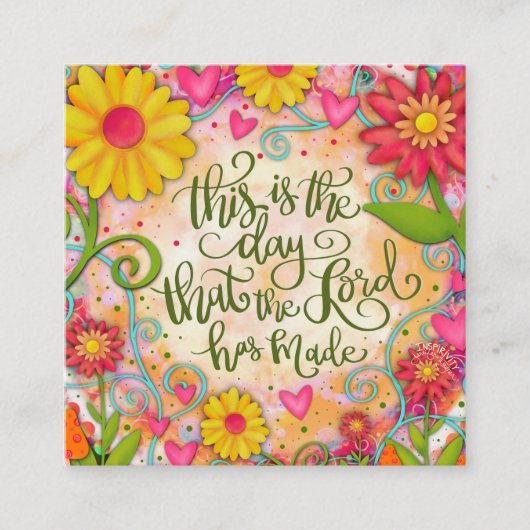 かわいらしフローラ宗教的引用文親切カード スクエア名刺 (正面)