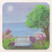 かわいらしフローラ座面積 スクエアペーパーコースター (正面)