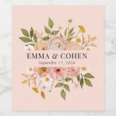 かわいらしフローラ庭園の結婚式 ワインラベル (シングルラベル)