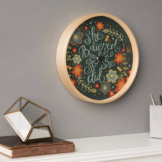 かわいらしフローラ彼女信じ引用文感光クロック 壁時計