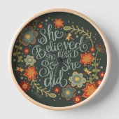 かわいらしフローラ彼女信じ引用文感光クロック 壁時計 (正面)