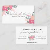 かわいらしフローラ束髪モノグラムの化粧 名刺 (正面/裏面)