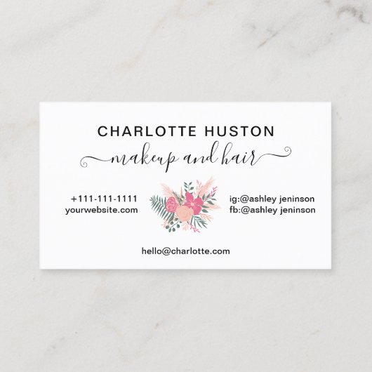 かわいらしフローラ束髪モノグラムの化粧 名刺 (裏面)