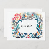 かわいらしフローラ枠招待状はがき インビテーションポストカード (正面/裏面)