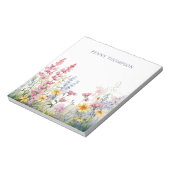 かわいらしフローラ水彩ワイルドフラワーメモ帳 ノートパッド (回転)