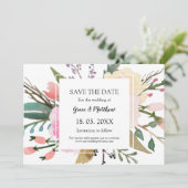 かわいらしフローラ水彩結婚式の日付を保存 セーブザデート (スタンド正面)