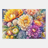 かわいらしフローラ水彩花愛アート ラッピングペーパーシート (正面2)