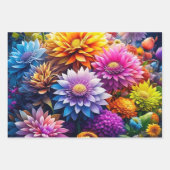 かわいらしフローラ水彩花愛アート ラッピングペーパーシート (正面)